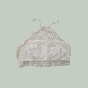 Mae Geometric Lace Hi-Neck Bralette Ivory Cream Racerback Size‎ Medium 71J311